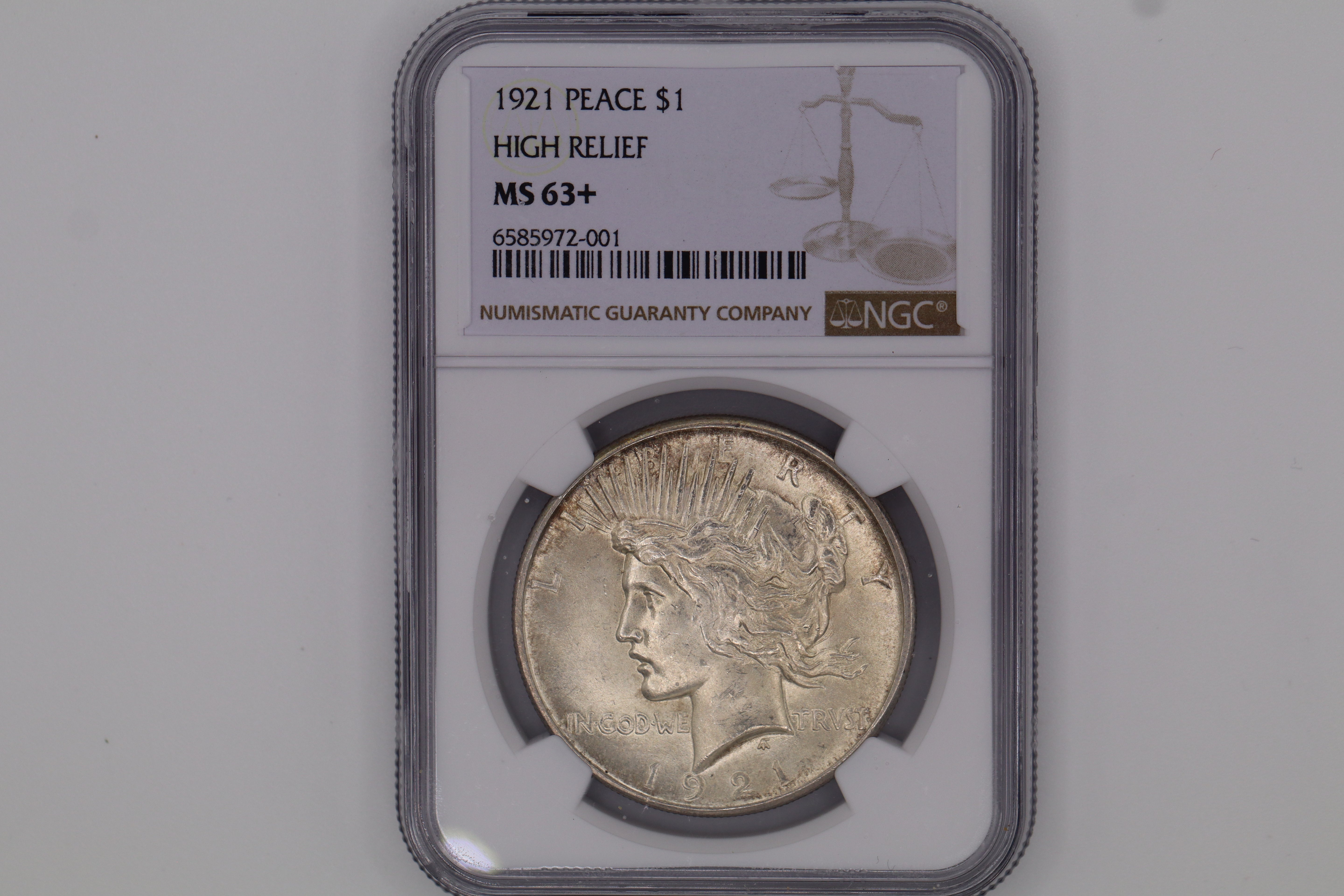1921 Peace $1 - High Relief MS63+