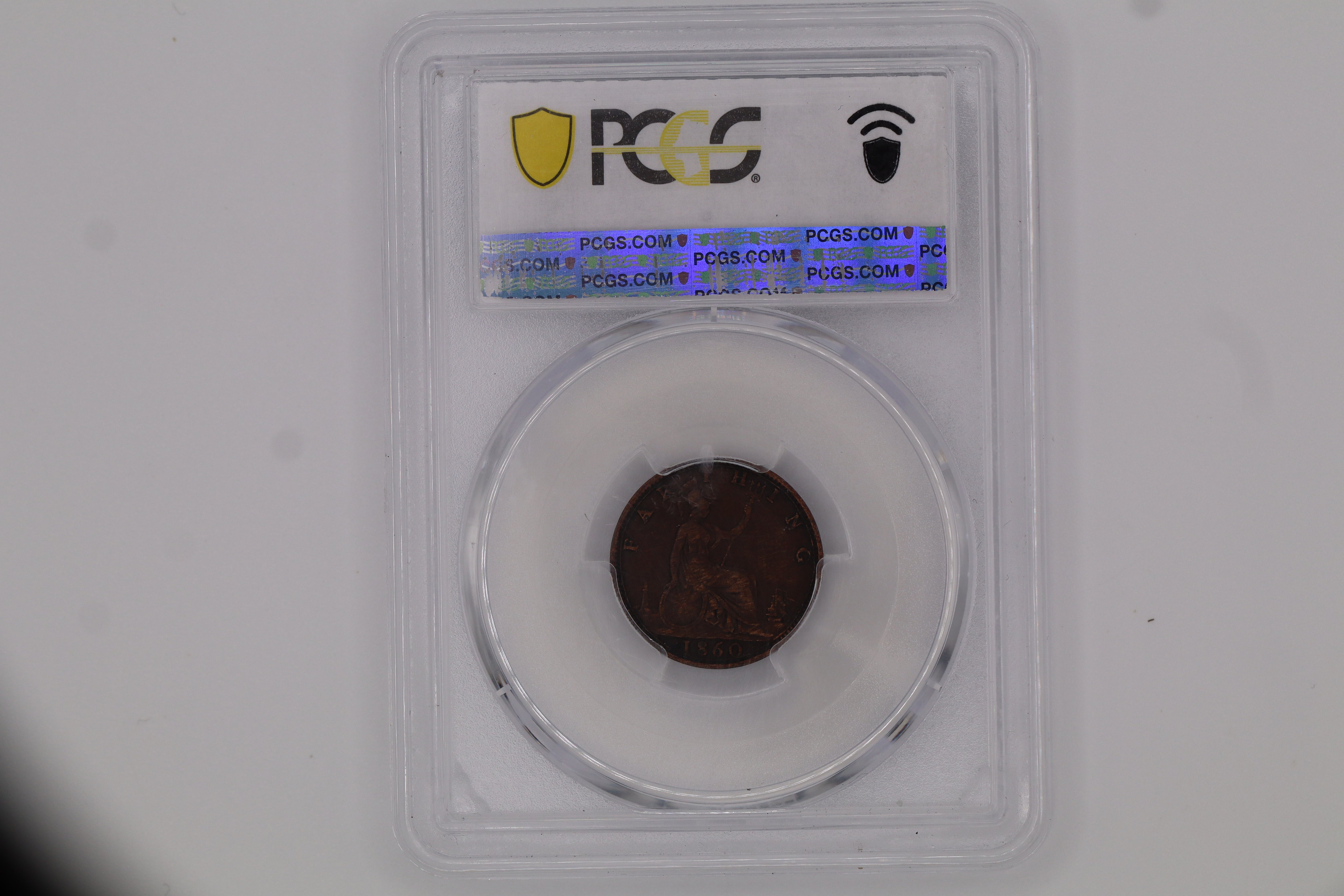 1860 1/4D S-3958 Toothed Border, BN PCGS XF45 Great Britain