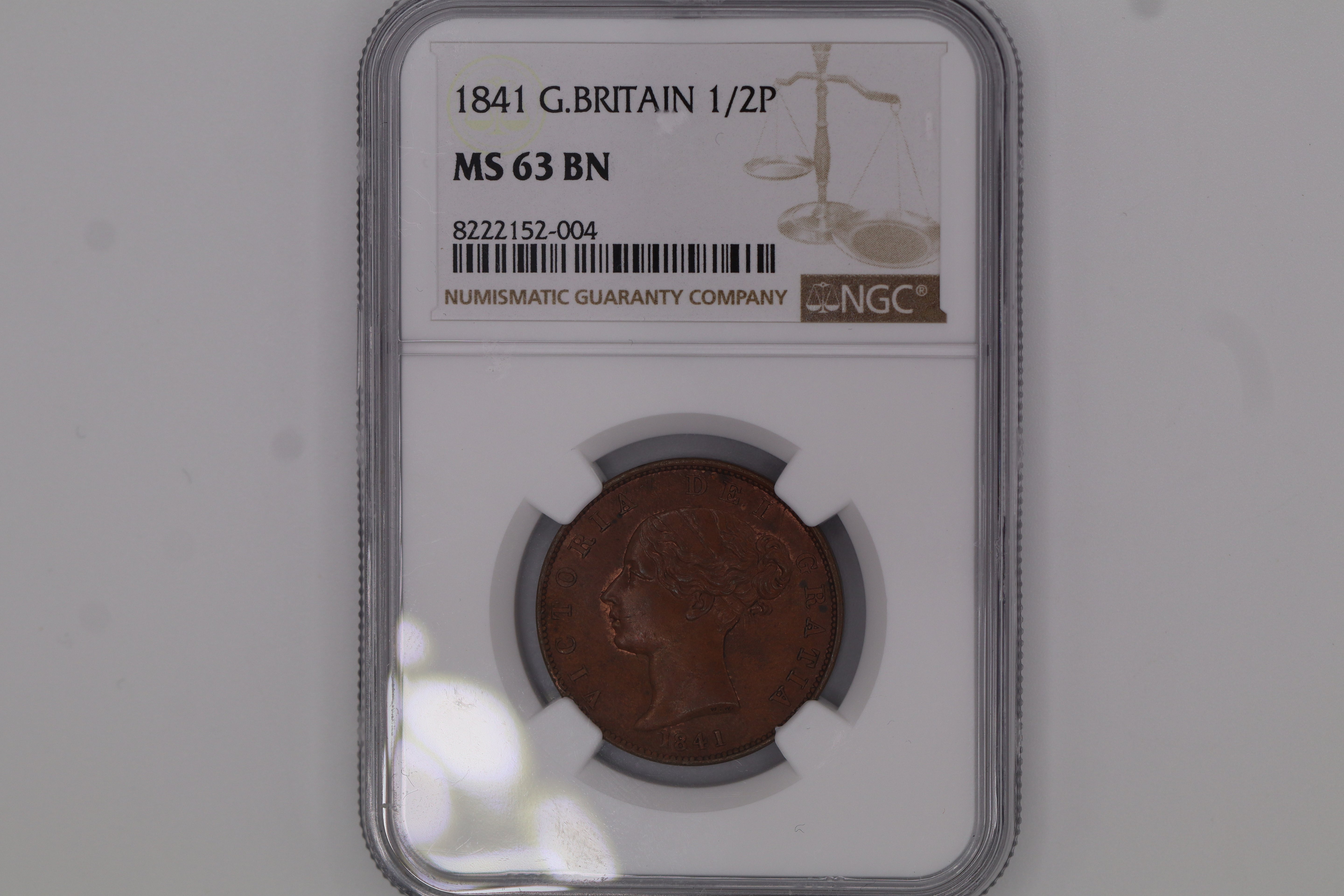 1841 G.BRITAIN 1/2P MS63 BN