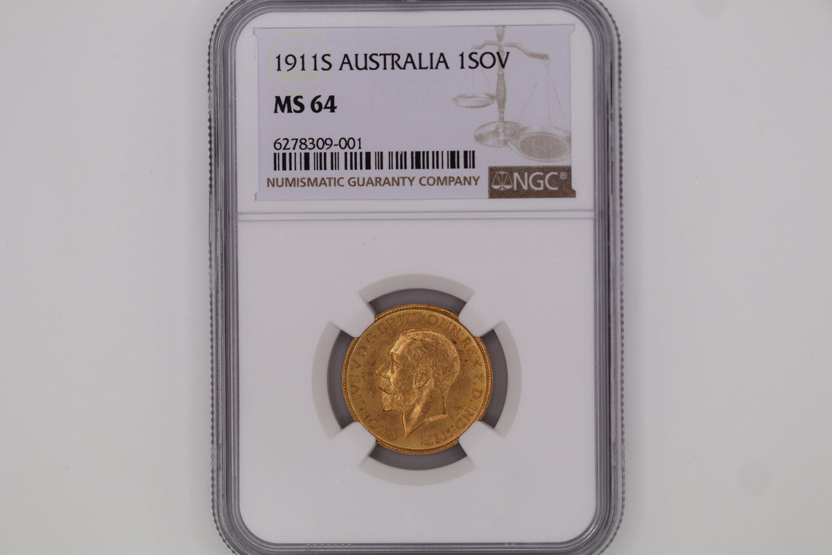 1911 Sydney Mint George V Sovereign MS64