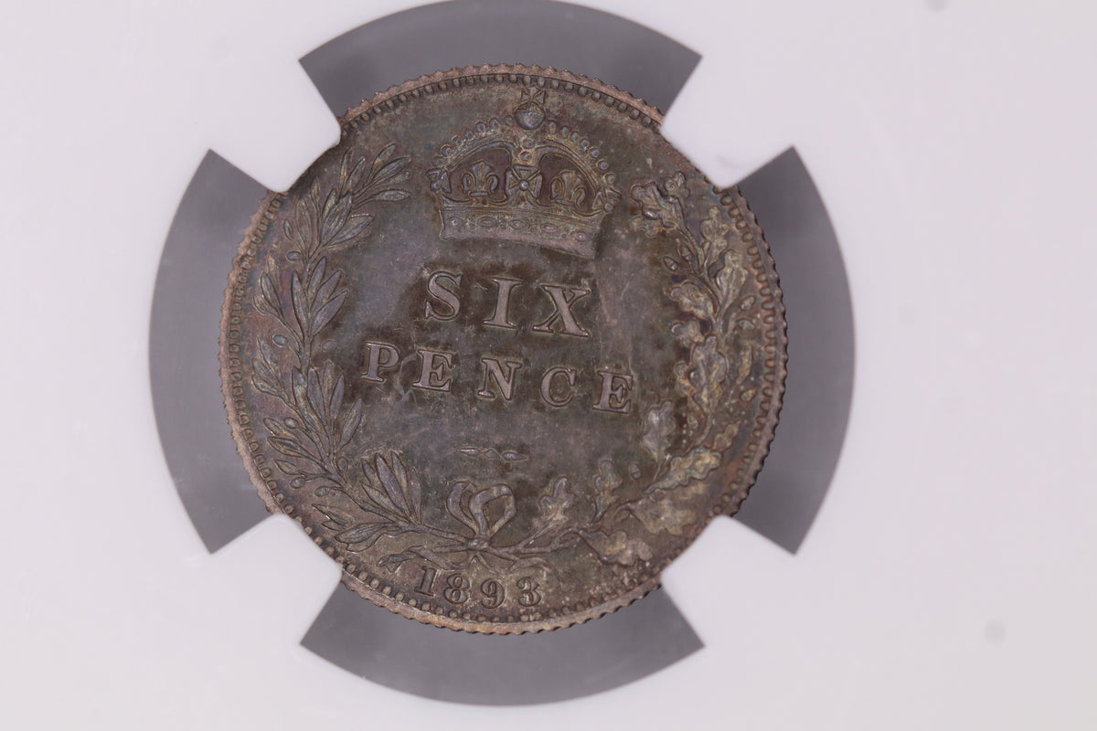 1893 Victoria Veiled Head Proof Silver Sixpence PF63