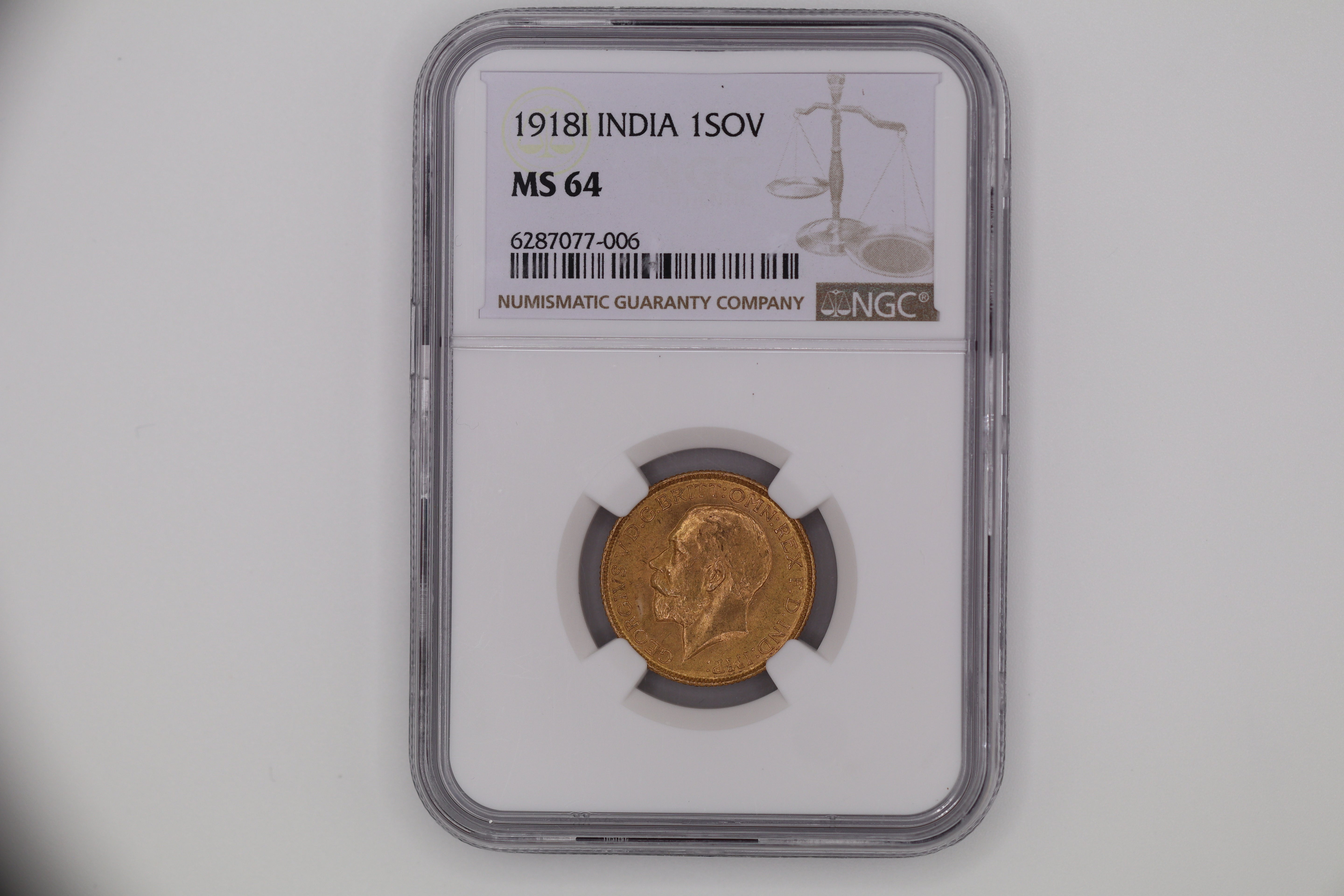 1918I India Full Sovereign
