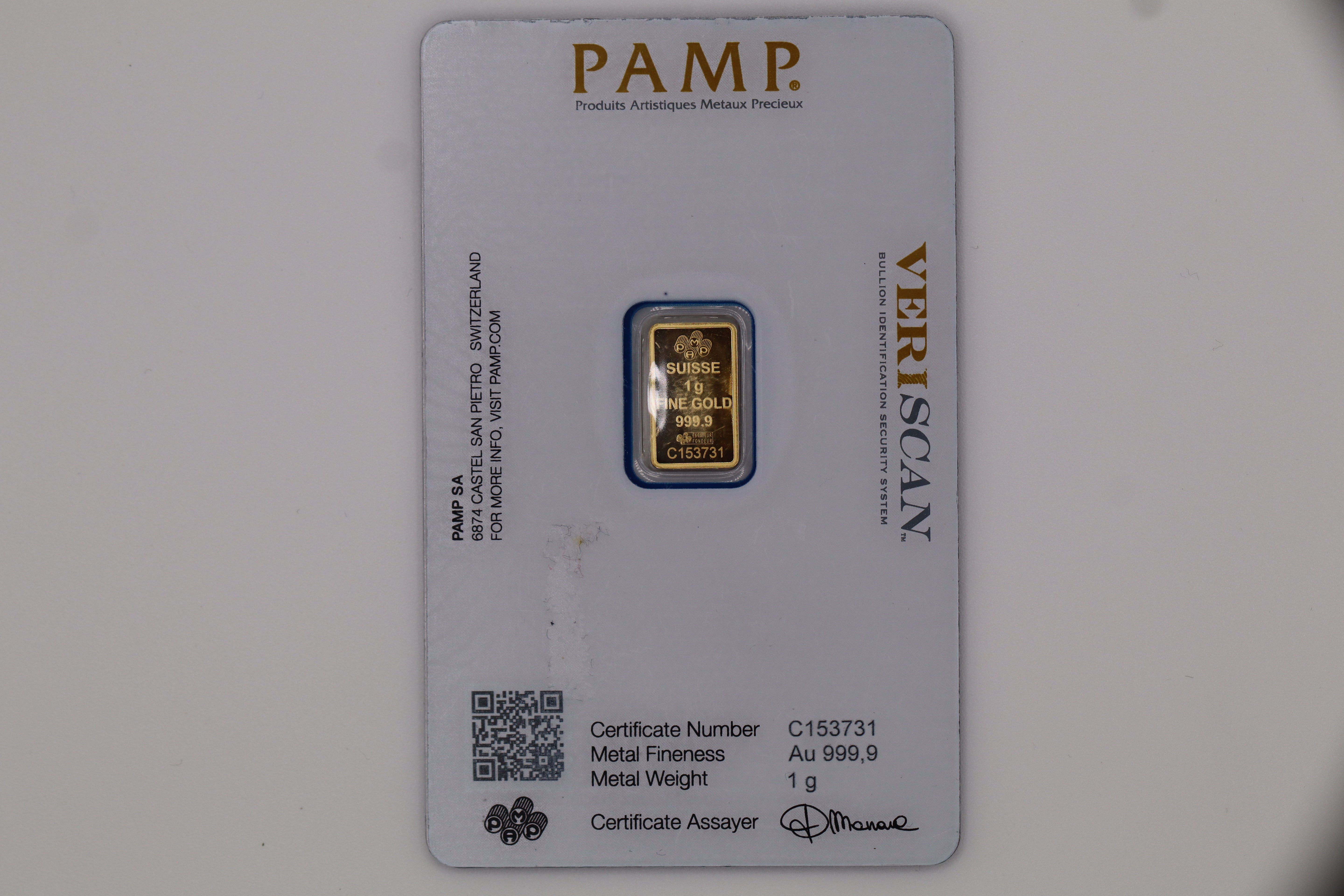 PAMP Suisse 1g Gold Bar