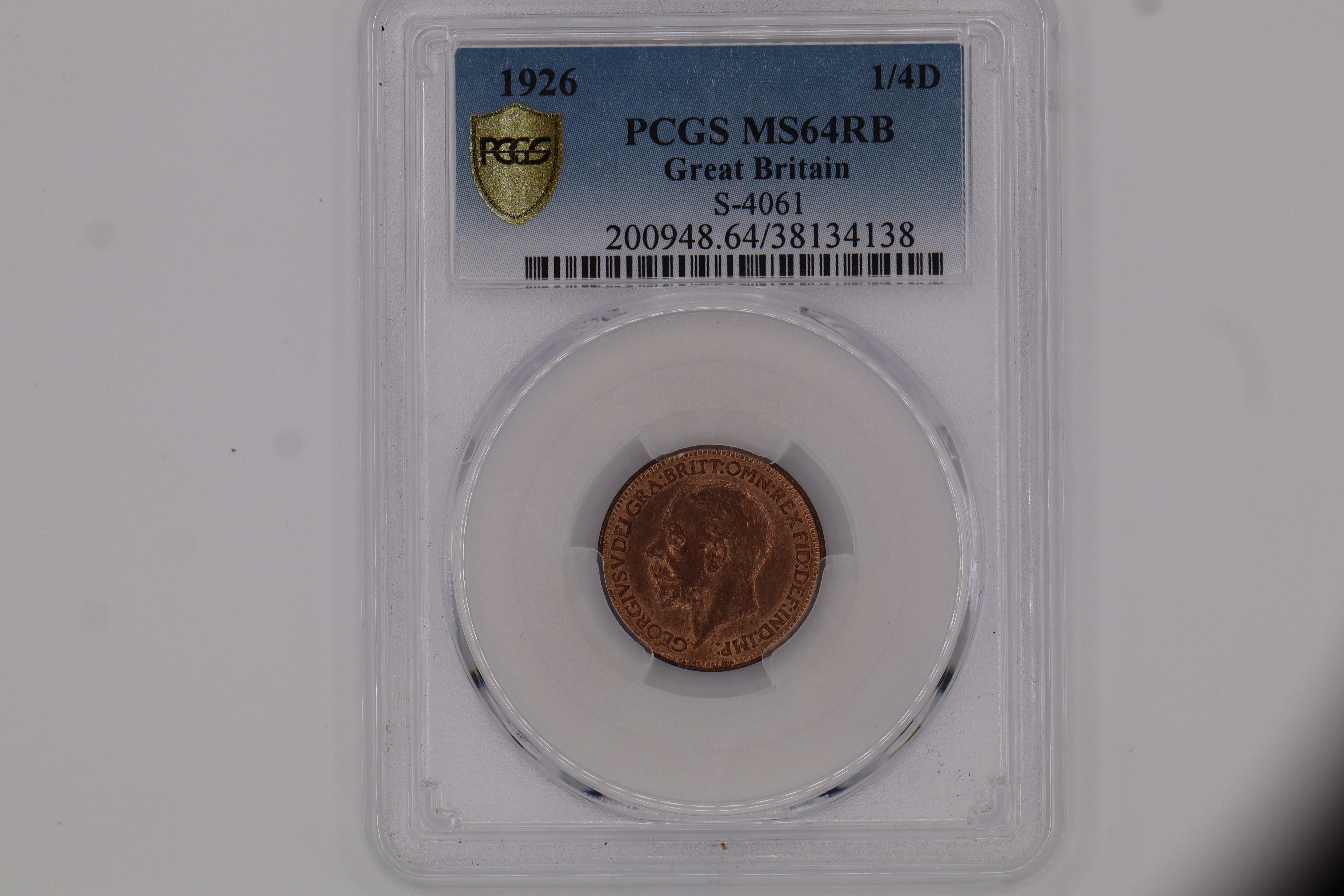 1926 1/4D S-4061, MS64RB Great Britain