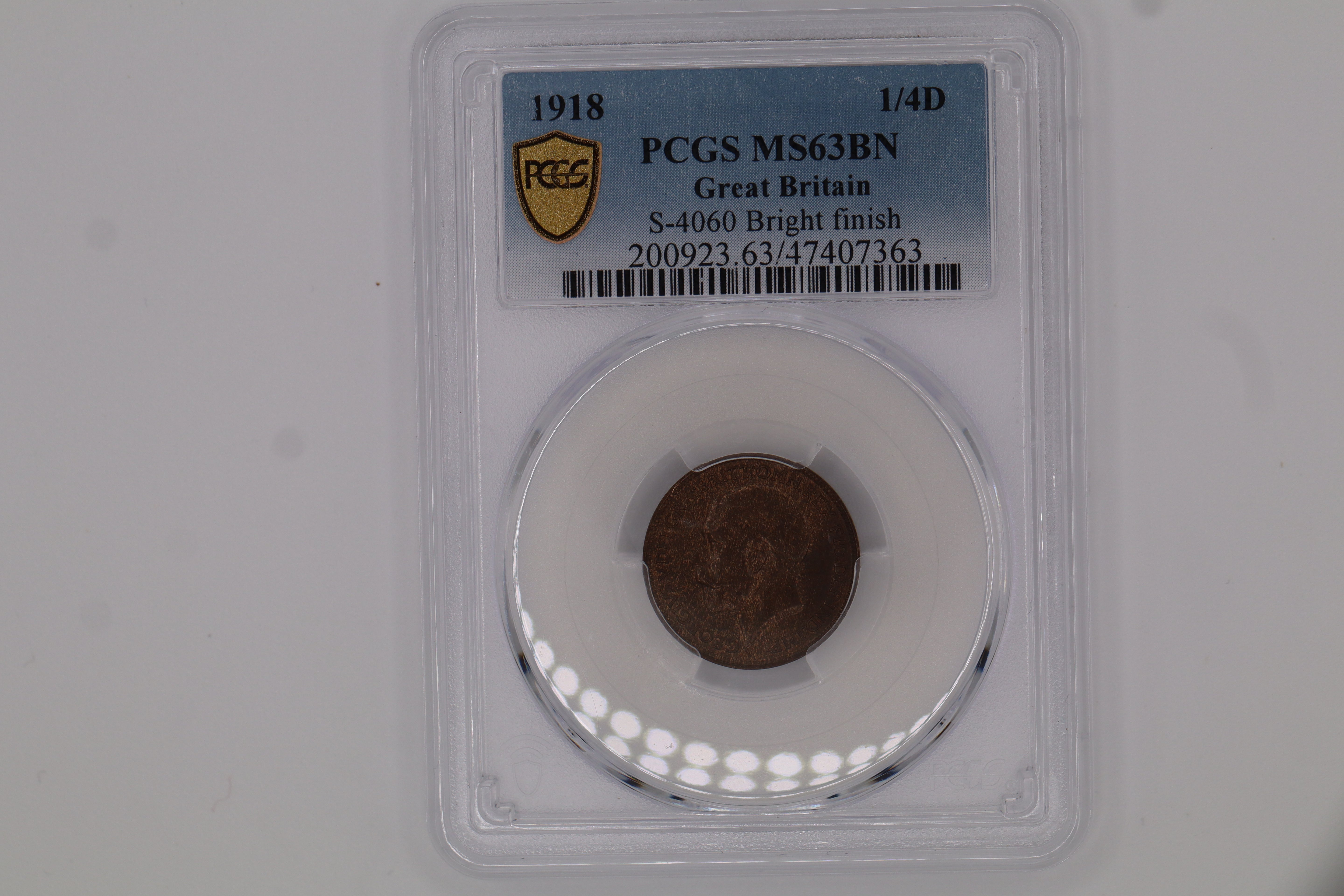 1918 1/4D S-4060 Bright finish, MS63BN