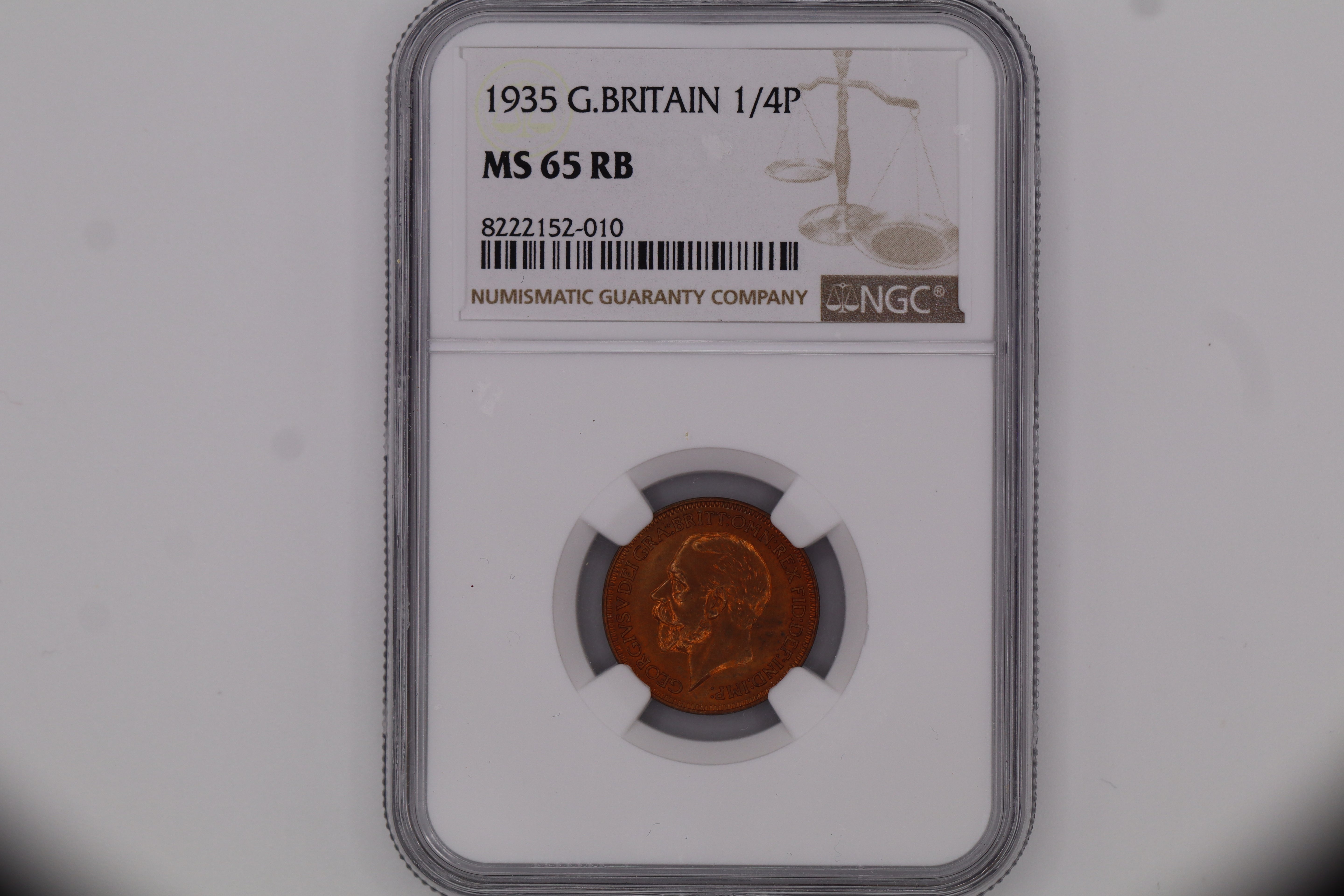 1935 G.BRITAIN 1/4P MS65 RB