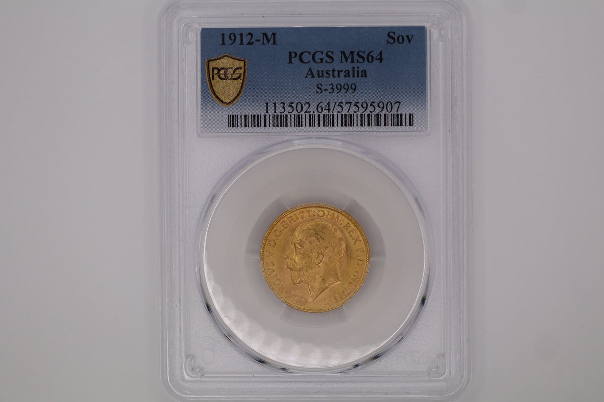 1912-M George V Gold Sovereign PCGS MS64