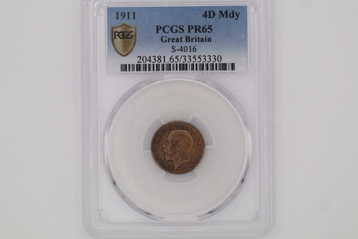1911 George V 4D Silver Proof PR65 PCGS