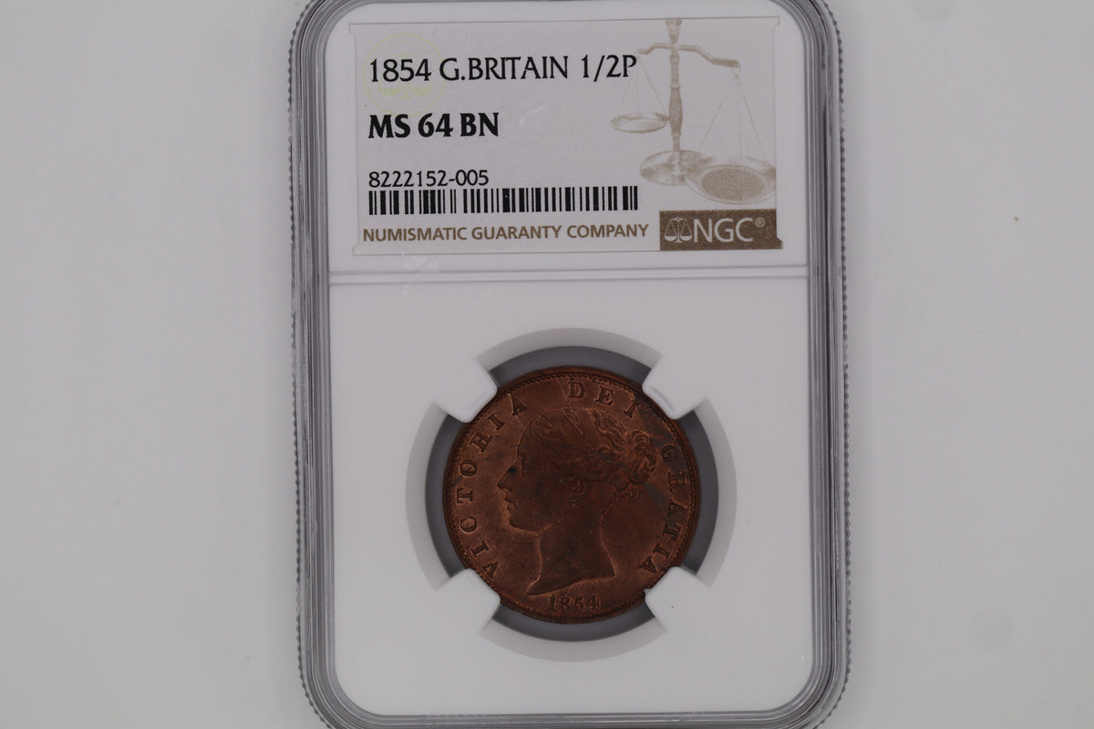 1854 G.Britain Half Penny MS64BN