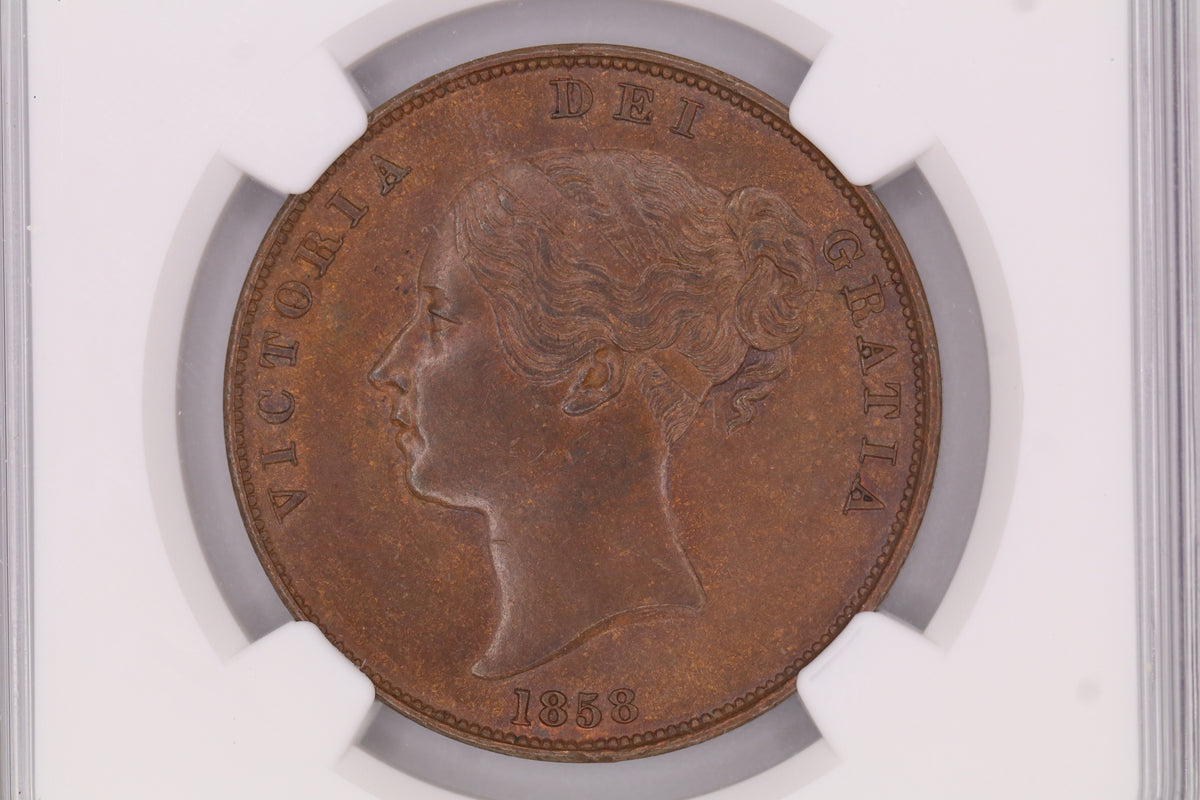 1858 Victoria Copper Penny MS62BN