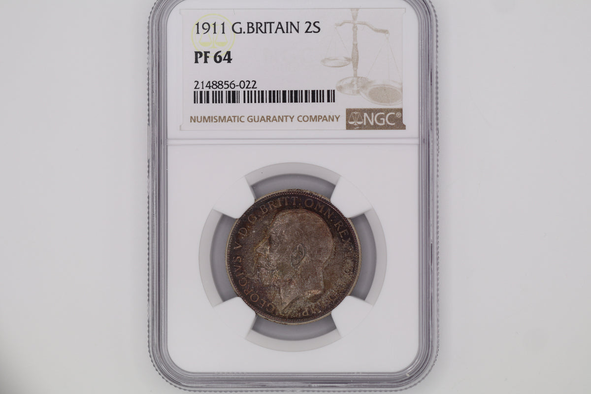 1911 George V Silver Proof Florin PF64
