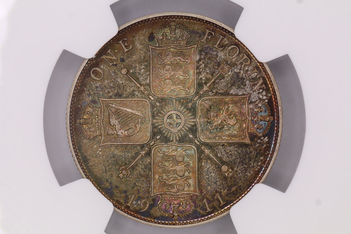 1911 George V Silver Proof Florin PF64