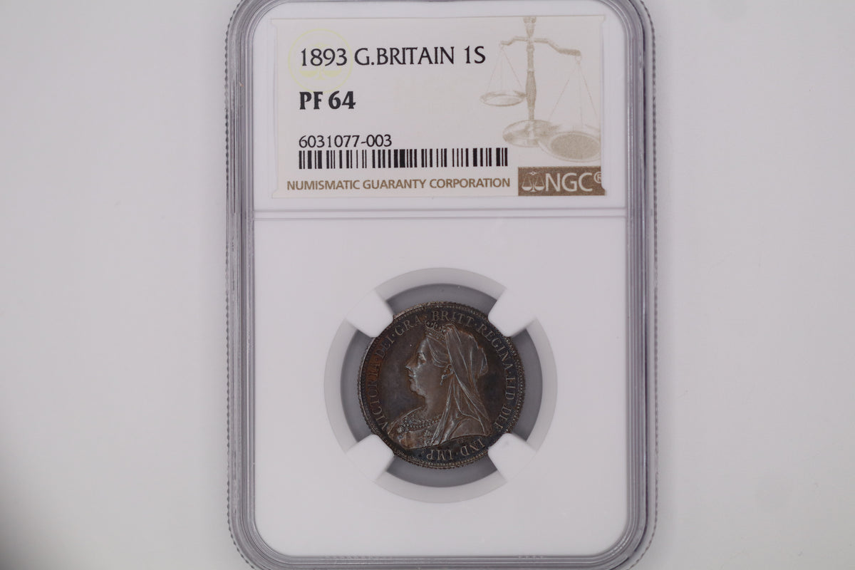 1893 Victoria Proof Silver Shilling PF64