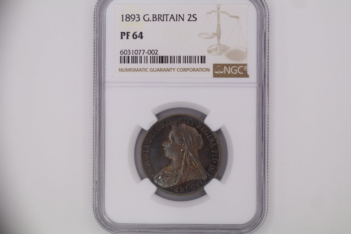 1893 Victoria VH Proof Florin 2S PF64